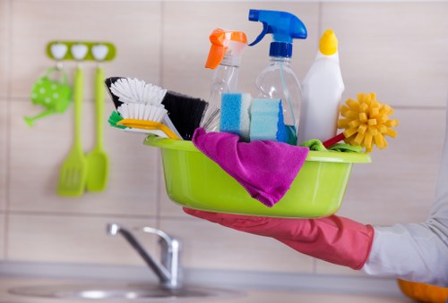 Cleaning supplies and recyclable materials sorted for charity reuse